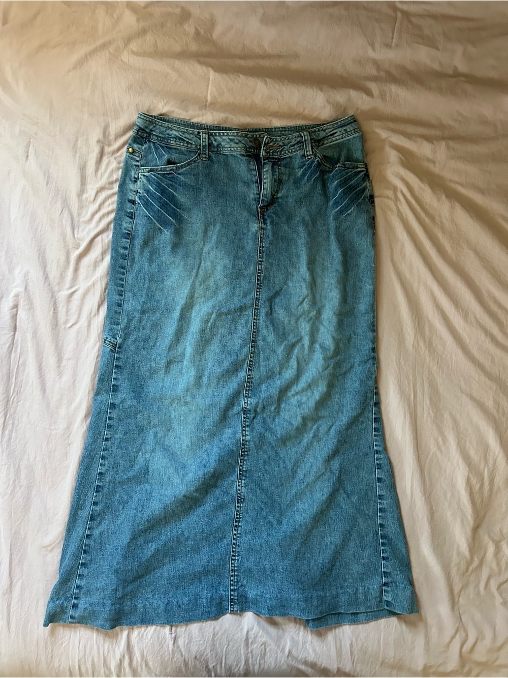 Women’s Blue Studded Denim Maxi Skirt